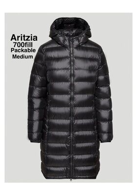 Aritzia TNA The Little Puff Long packable black Size M excellent condition ⭐️⭐️